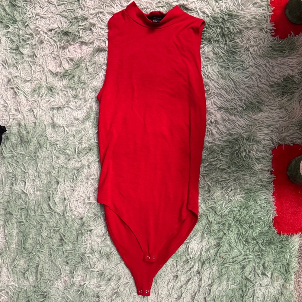 Red Sleeveless Bodysuit Top